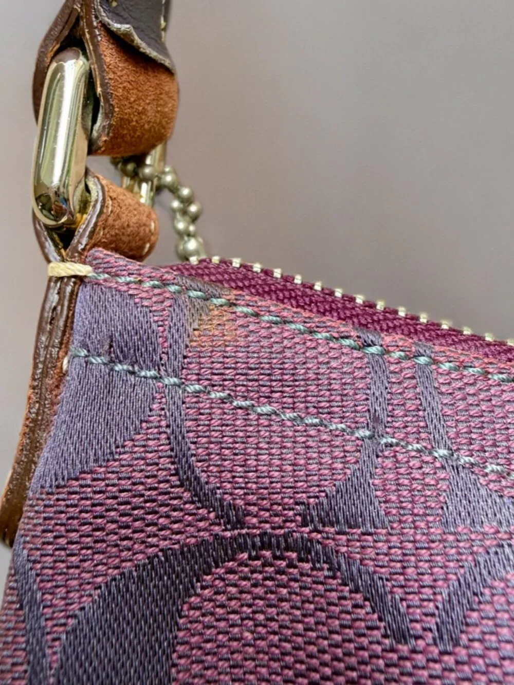 Coach Purple Signature Canvas Suede Demi Buckle Shoulder Bag 6362 - Picture 8 of 11